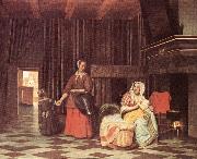 HOOCH, Pieter de Suckling Mother and Maid s oil painting on canvas